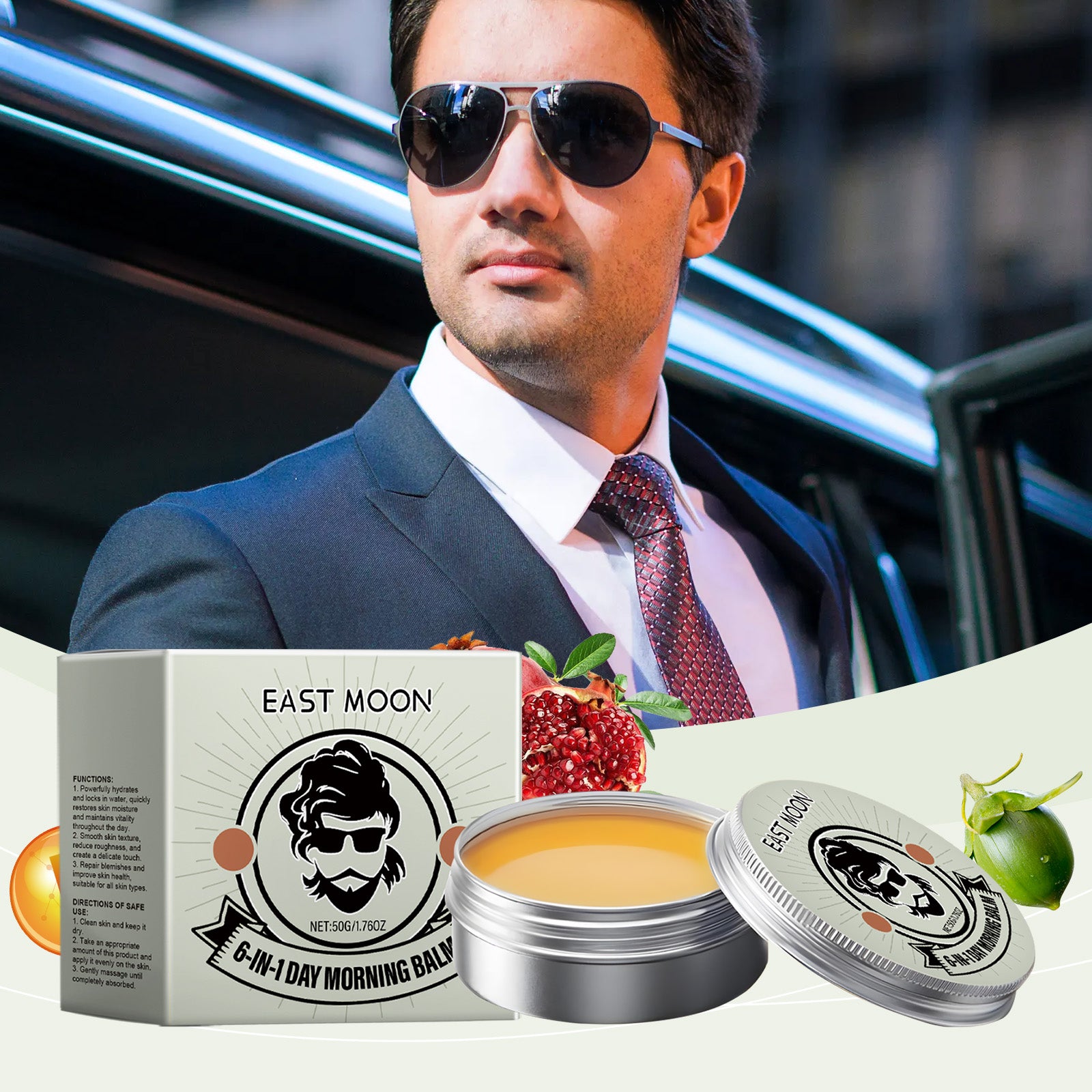 East Moon Men's Moisturizing Balm, Gently Hydrates And Nourishes Refreshing Body And Facial Skin Care Balm