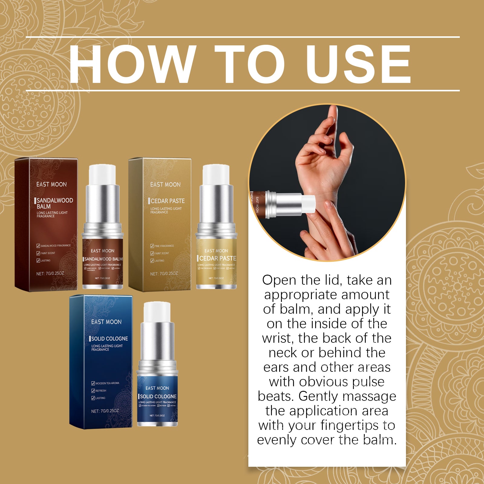 East Moon Men's Ointment Stick (Sandalwood Scent) Is Refreshing, Non-Sticky And Has A Long-Lasting Fragrance. It Is A Charming Ointment Stick For Men