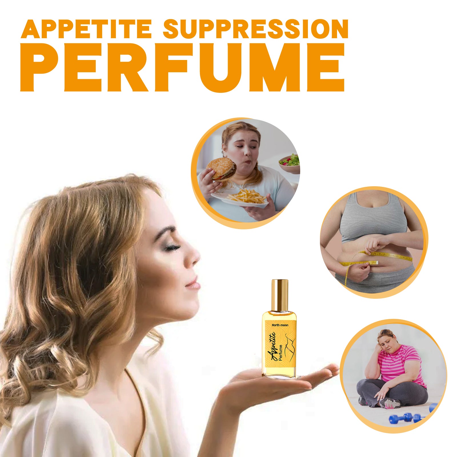 North moon Appetite Suppression Perpume, Light Fragrance Natural Fragrance Body Firming Skin Belly Bye Meat Slimming Spray