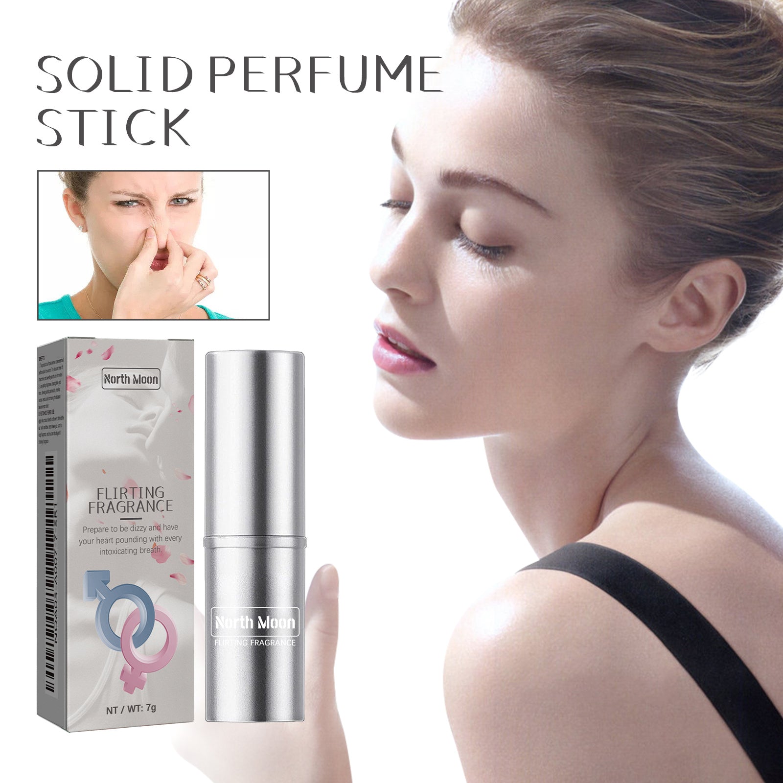 North Moon Flirting Fragrance, Natural Fresh Light Fragrance Refreshing Lasting Fragrance Ladies Niche Perfume Stick