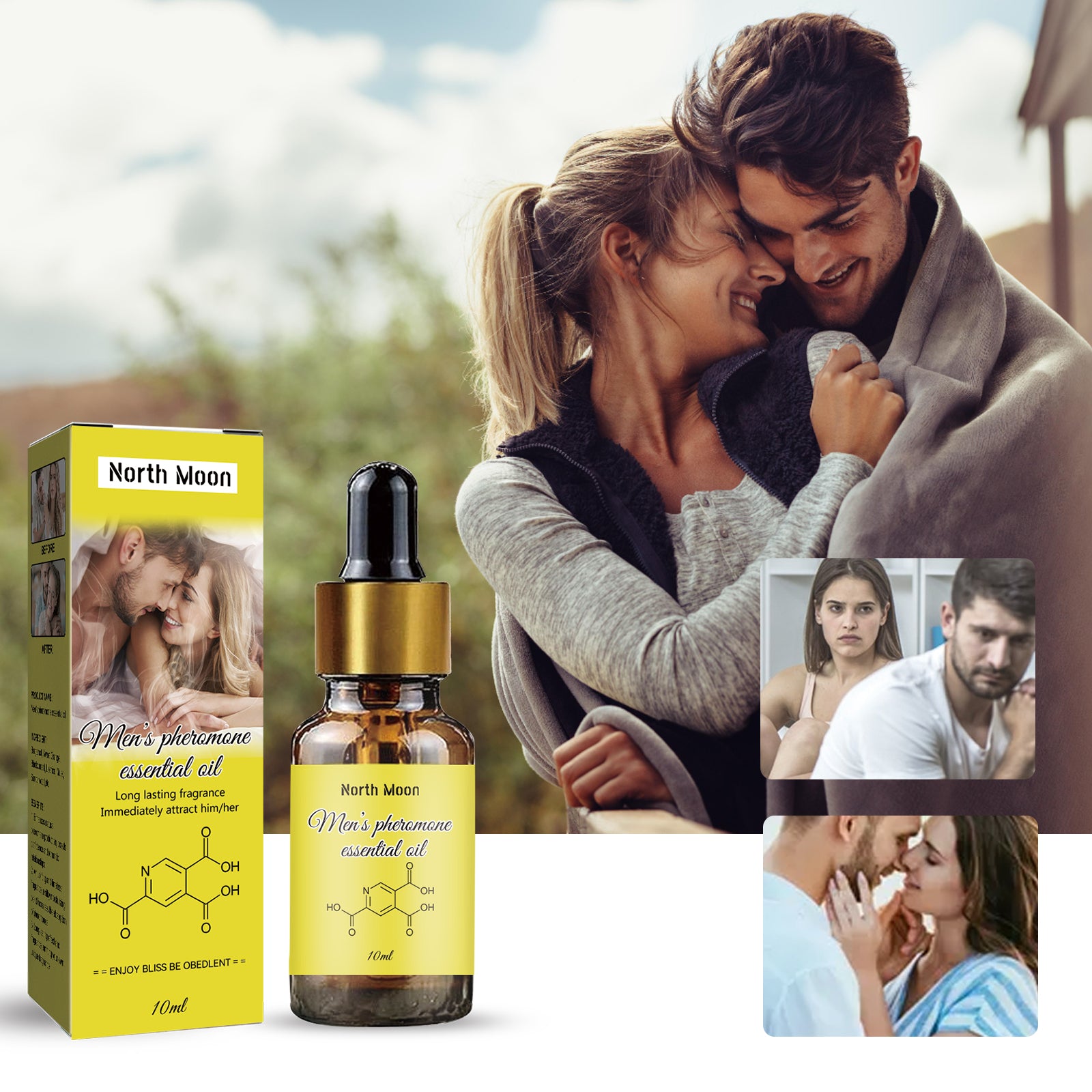 North Moon Pheromone Natural Body Essential Oil (Yellow) Is A Natural, Refreshing And Long-Lasting Fragrance For Both Men And Women
