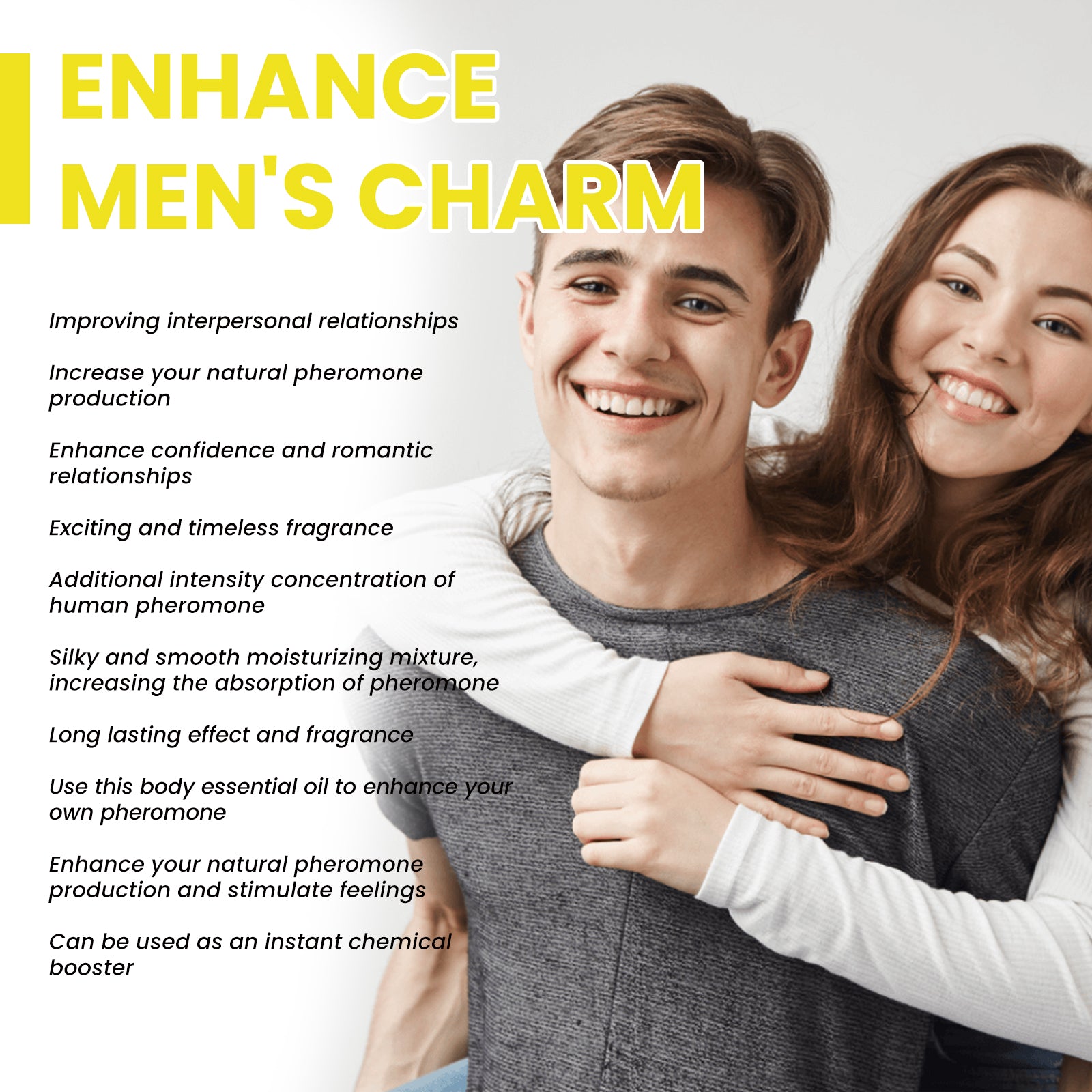 North Moon Pheromone Natural Body Essential Oil (Yellow) Is A Natural, Refreshing And Long-Lasting Fragrance For Both Men And Women