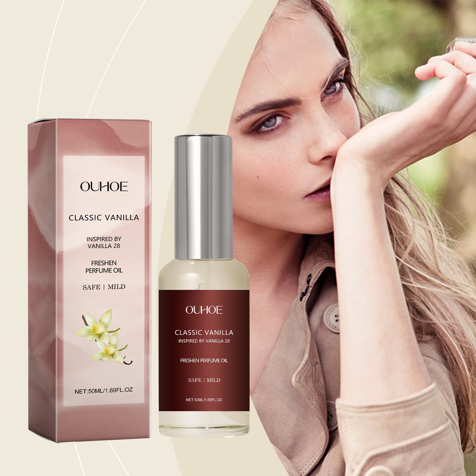 OUHOE  Soft Classic Vanilla Perfume Oil (Vanilla Scent) Is A Niche, Sweet, Portable, Elegant, Natural, Fresh And Charming, With A Long-Lasting Fragrance