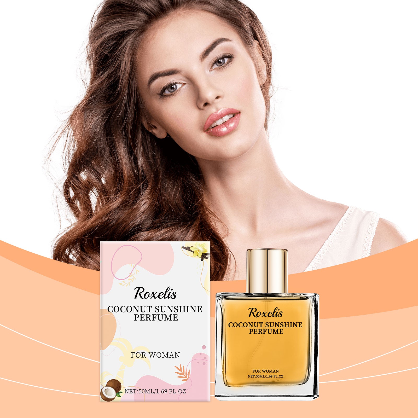 Roxelis Light Vanilla Coconut Perfume, Fresh Light Fragrance Lasting Light Elegant Exudes Attractive Feminine Fragrance Convenient Perfume
