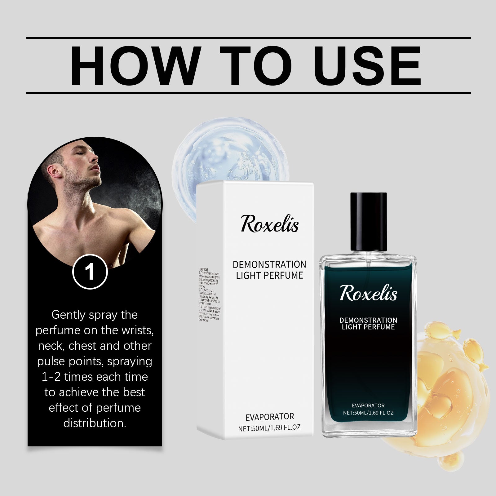 Roxelis Men's Cologne, Fragrance Behind The Ears And Wrist Lasting Fragrance Exudes Masculine Charm Fresh Eau De Toilette