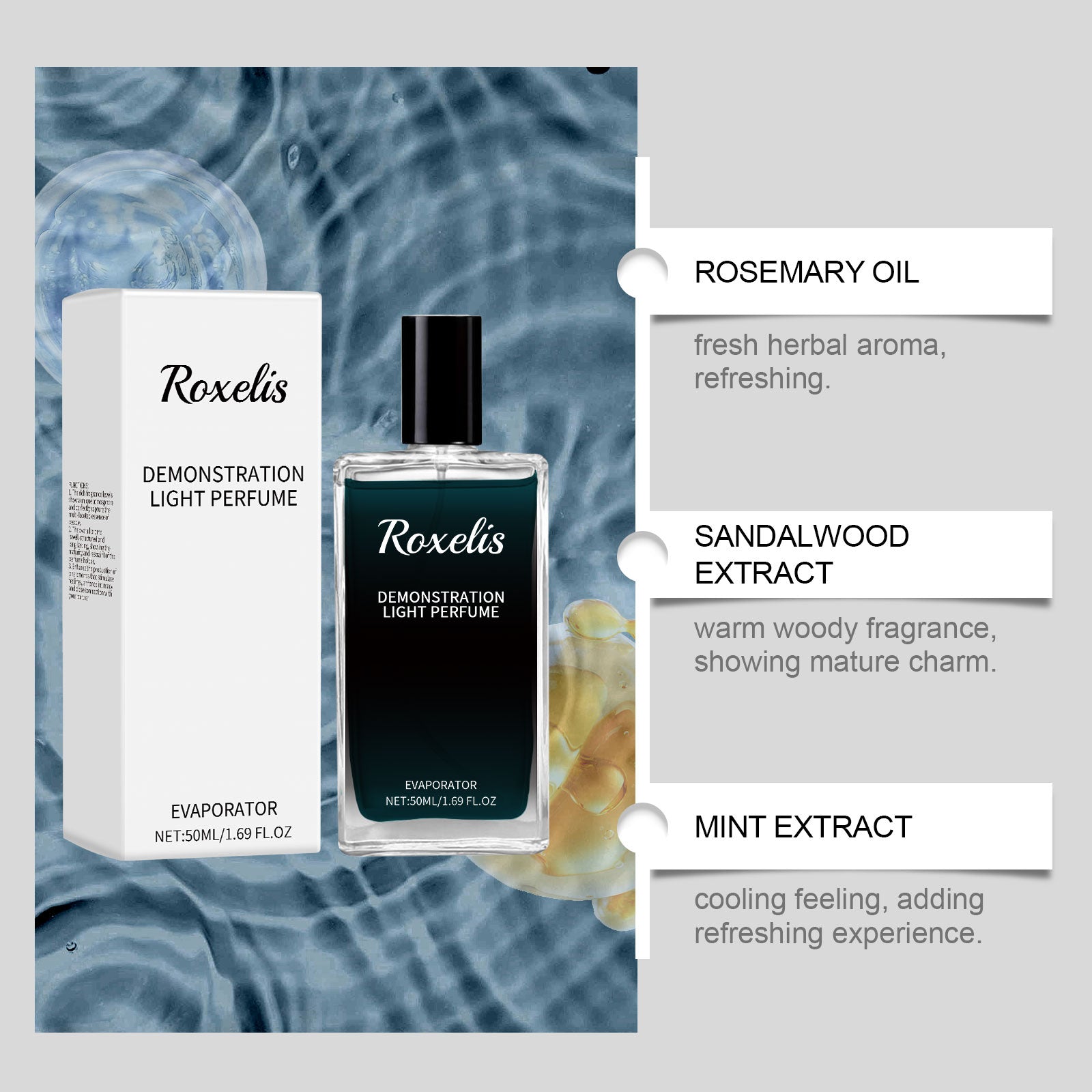 Roxelis Men's Cologne, Fragrance Behind The Ears And Wrist Lasting Fragrance Exudes Masculine Charm Fresh Eau De Toilette
