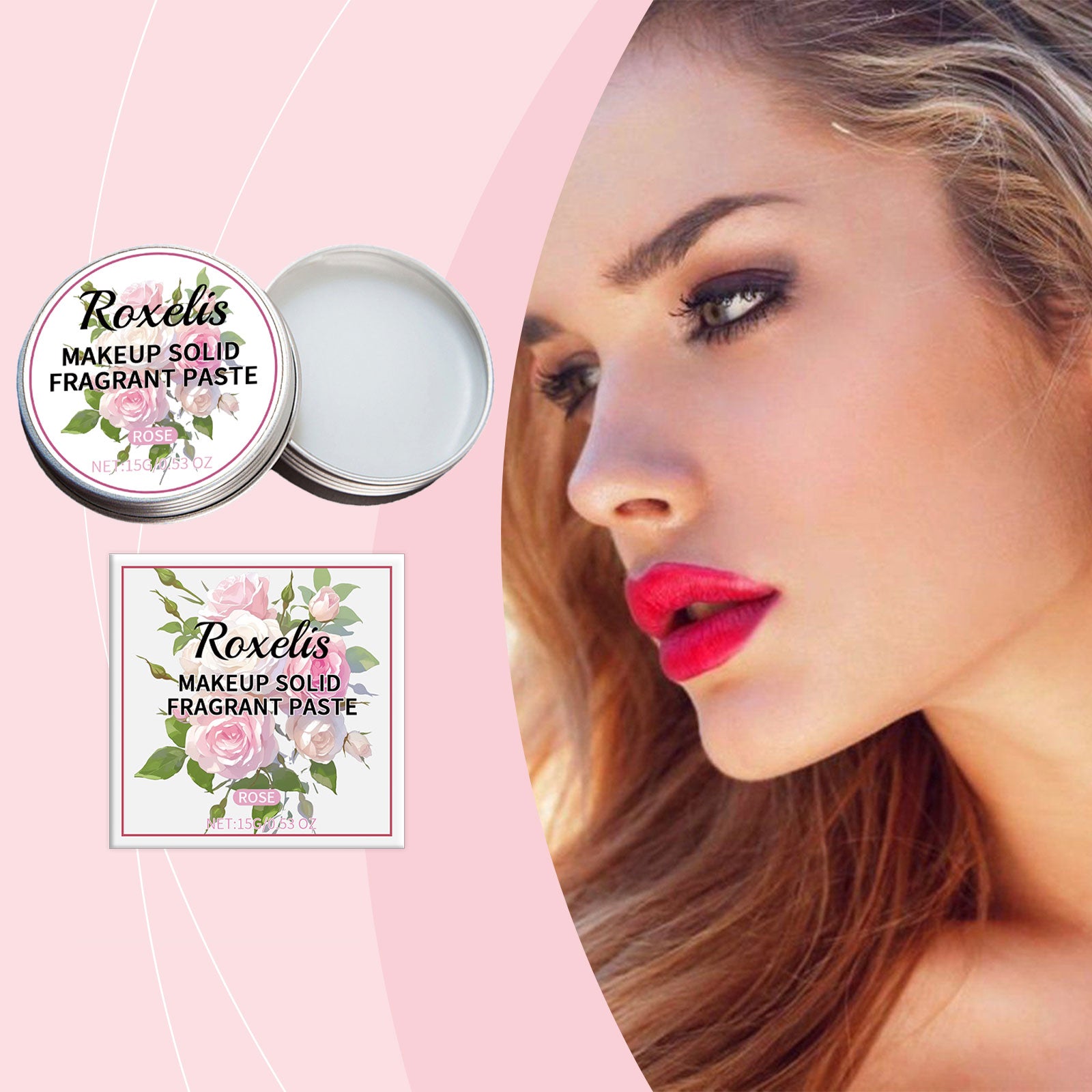 Roxelis Solid Rose Balm Fresh, Light Scent, Lasting Lasting Everyday Date Charming Charm Portable Solid Balm
