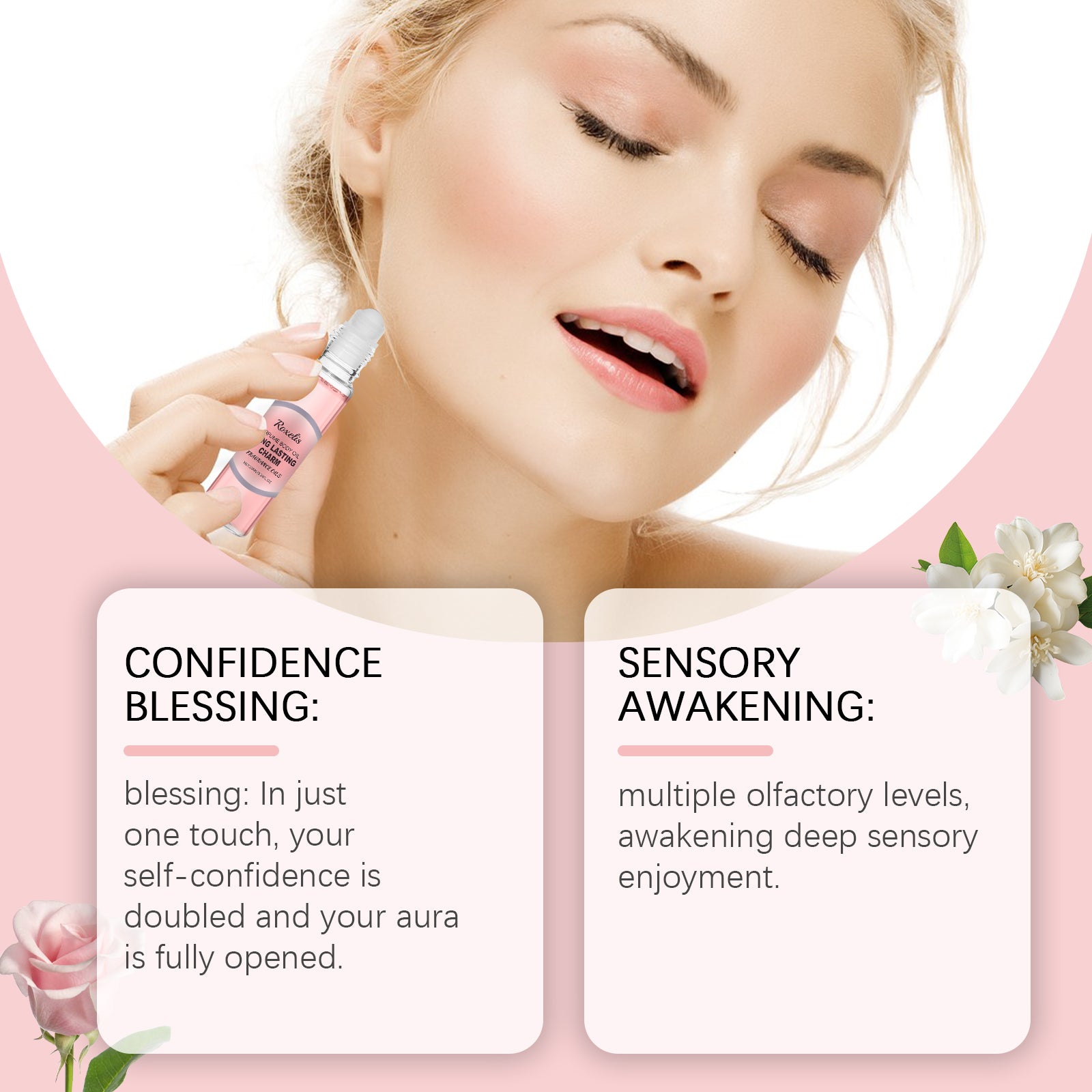 Roxelis Women's Roller Perfume Lasting Fragrance Portable Rose Light Everyday Fresh Exudes A Niche Appeal Perfume