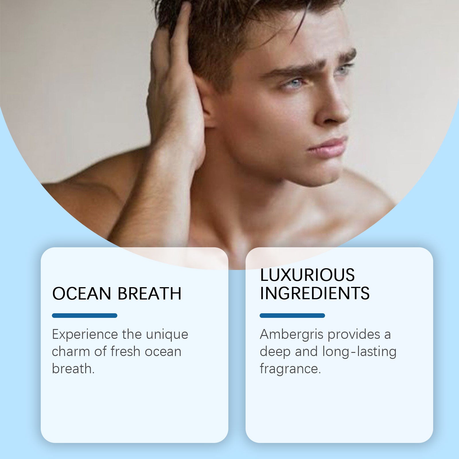 Roxelis Ambergris Blue Ocean Perfume Men's Charm Atmosphere Permanent Light Fragrance Ocean Blue Notes