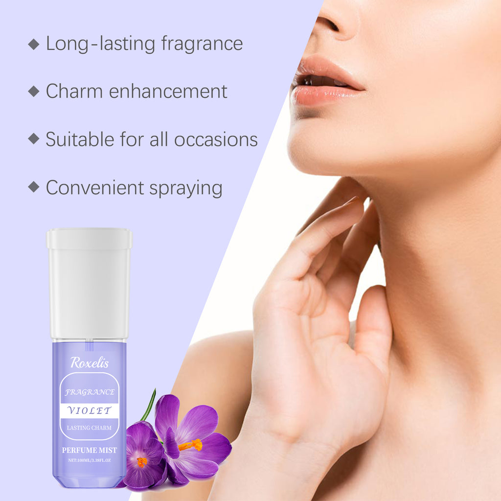 Roxelis Violet Perfume Exudes Charm Lasting Fragrance Portable Elegant Fresh Exudes Niche Body Perfume Spray