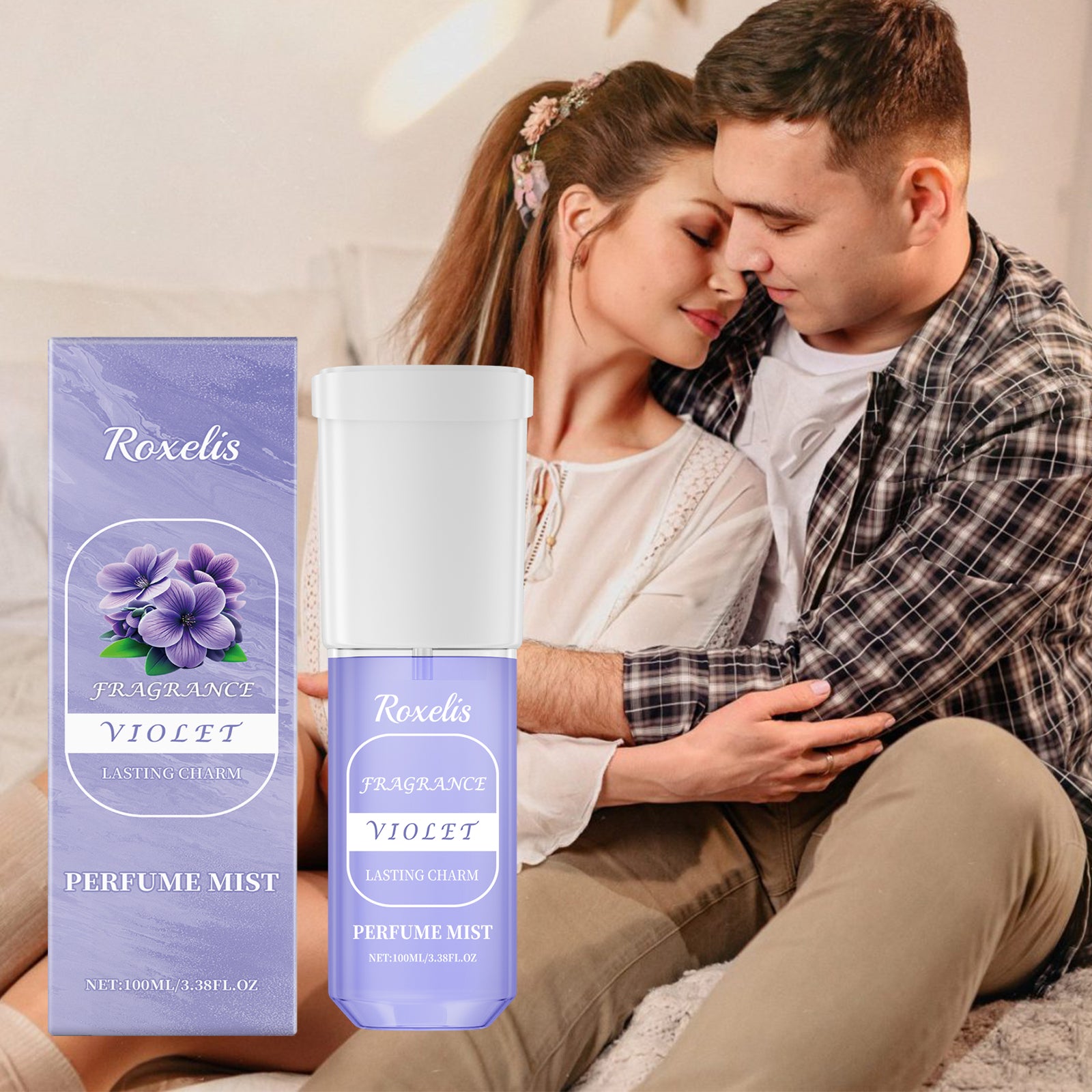 Roxelis Violet Perfume Exudes Charm Lasting Fragrance Portable Elegant Fresh Exudes Niche Body Perfume Spray