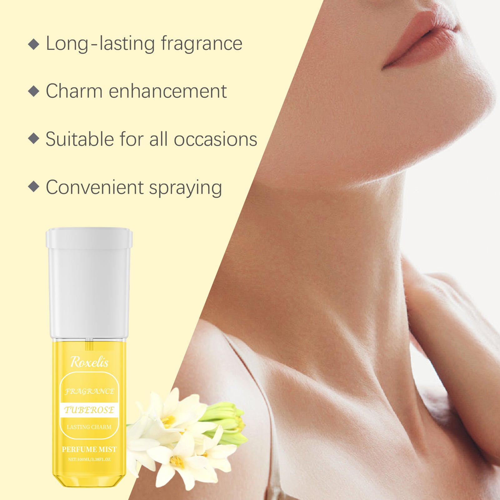 Roxelis Tuberose Perfume Fresh Fragrance Mild Lasting Fragrance Exudes Charming Fragrance Niche Elegant Portable Spray