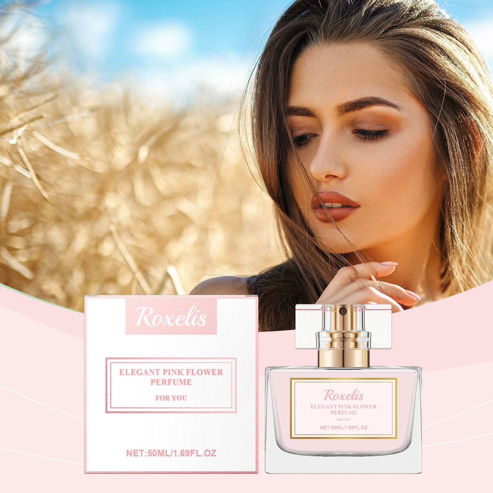 Roxelis Delicate Powdery Floral Water, Pink Ladies Stay Fragrance Fresh And Gentle Exudes Fragrance Everyday Perfume Spray