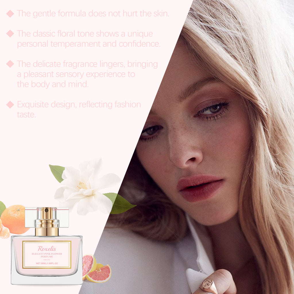 Roxelis Delicate Powdery Floral Water, Pink Ladies Stay Fragrance Fresh And Gentle Exudes Fragrance Everyday Perfume Spray