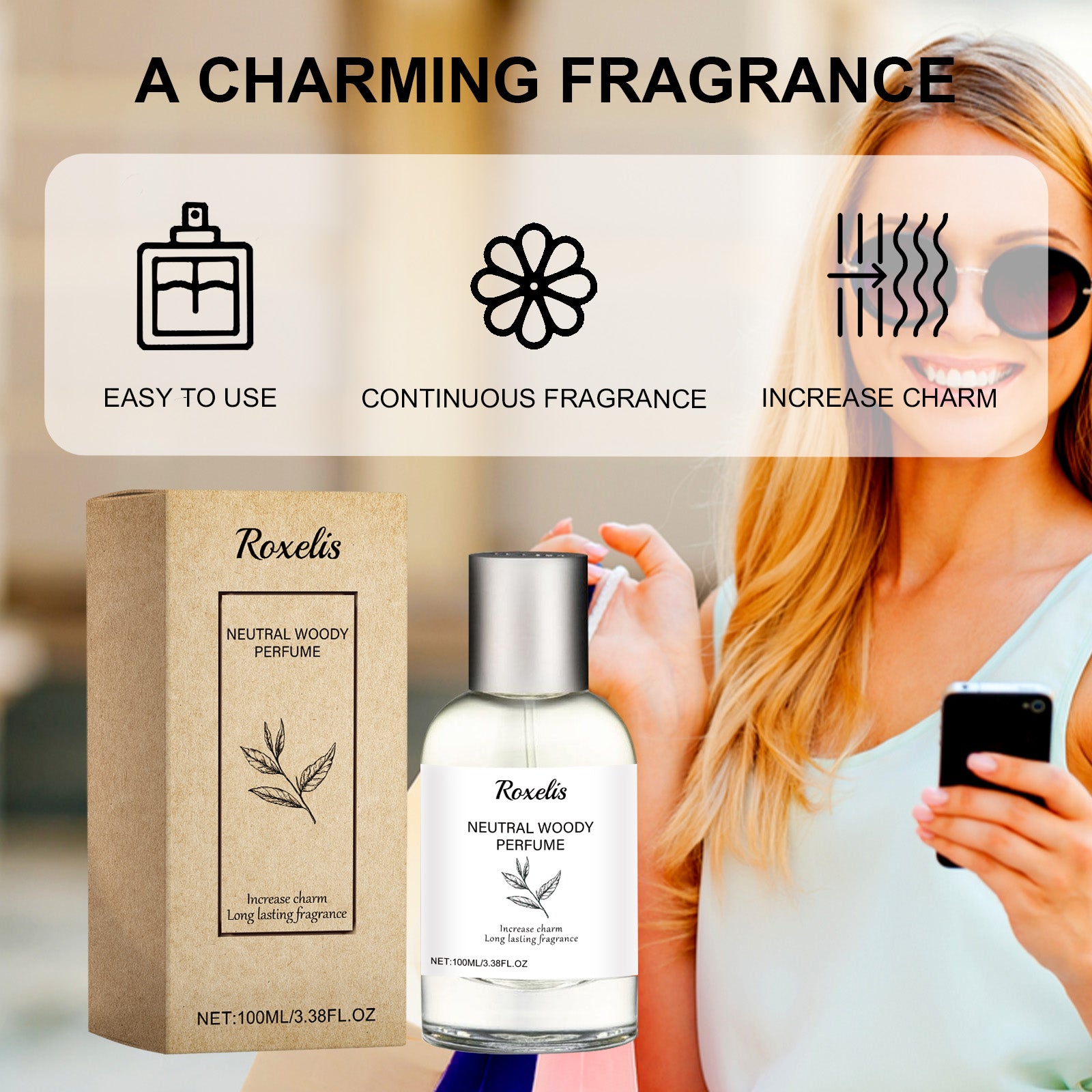 Roxelis Neutral Wood Perfume, Fresh Neutral Light Lasting Wood Tobacco Fragrance Fragrance For Men And Women