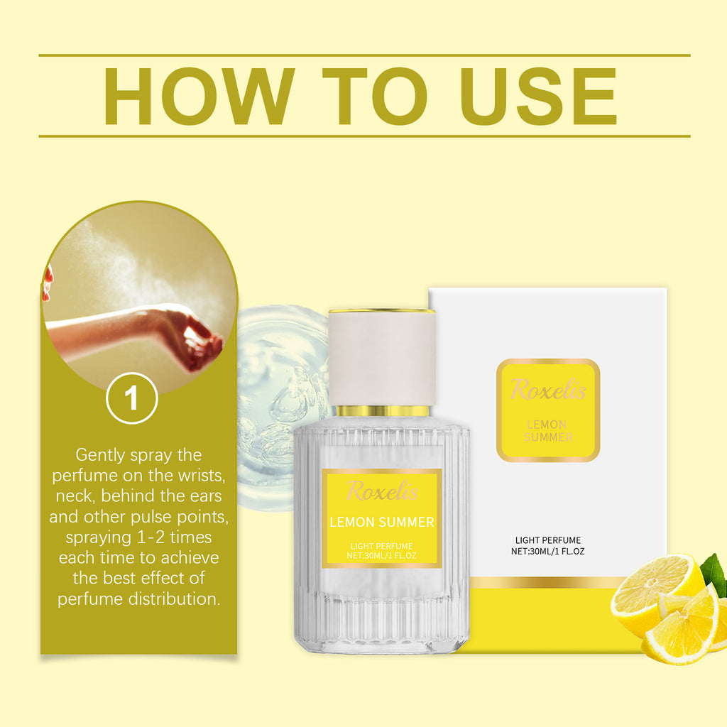 Roxelis Lemon Summer Charming Perfume Summer Fresh Non-Sticky Natural Light Fragrance Exudes Personality Charm Perfume