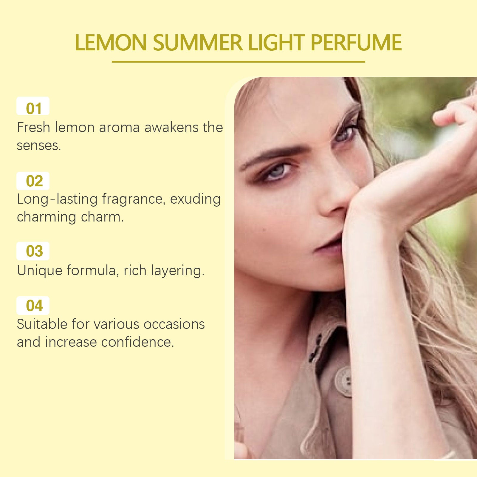 Roxelis Lemon Summer Charming Perfume Summer Fresh Non-Sticky Natural Light Fragrance Exudes Personality Charm Perfume