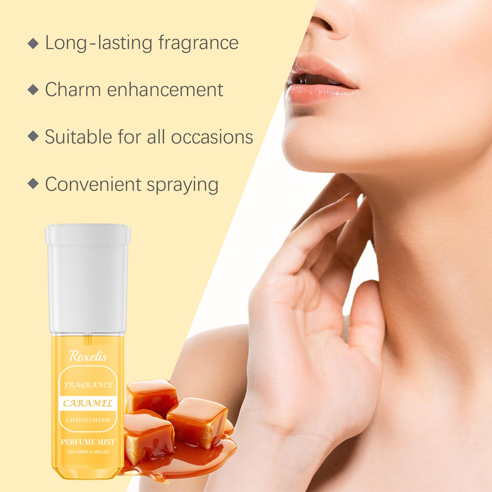 Roxelis Caramel Perfume Spray Fresh Natural Fragrance Charm Lasting Fragrance Niche Fragrance Dating Atmosphere Perfume