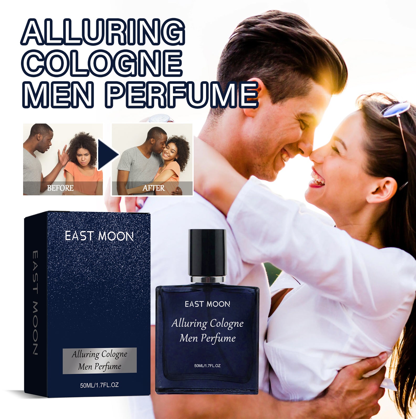 East Moon Men's Cologne Fresh Natural Elegant Lasting Fragrance Gentleman Dating Atmosphere Perfume