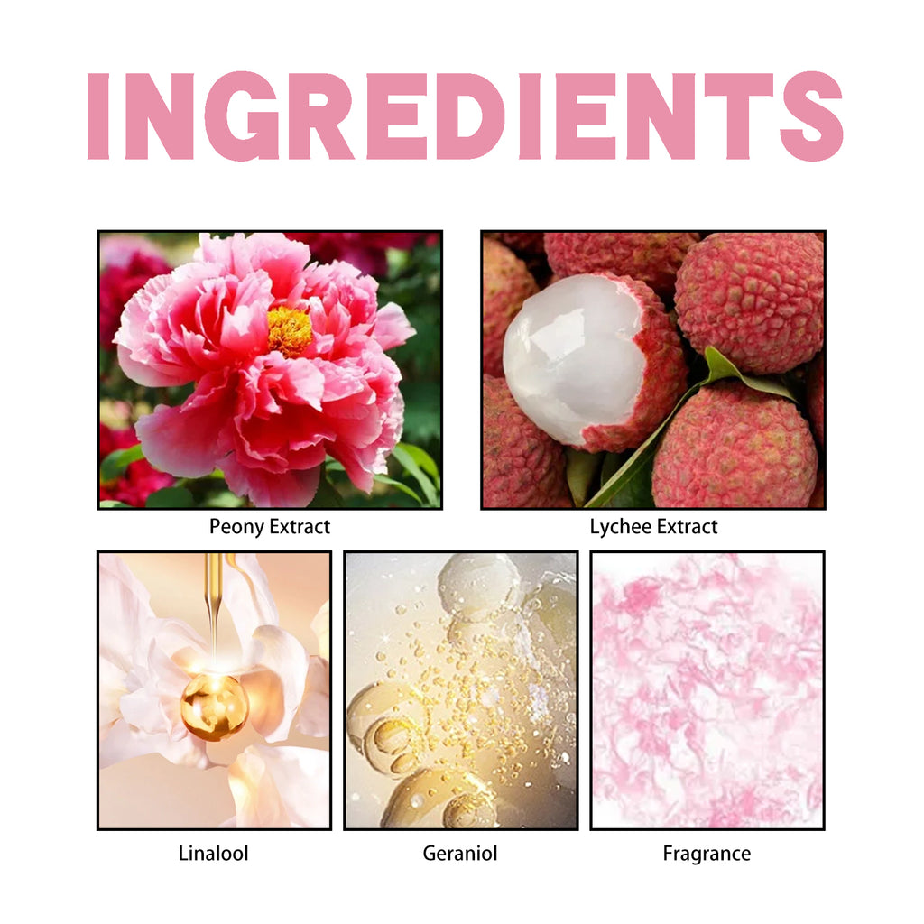 EELHOE Peony Lychee Scent Experience Perfume, Natural Fresh Lasting Fragrance Atmosphere Portable Niche Perfume