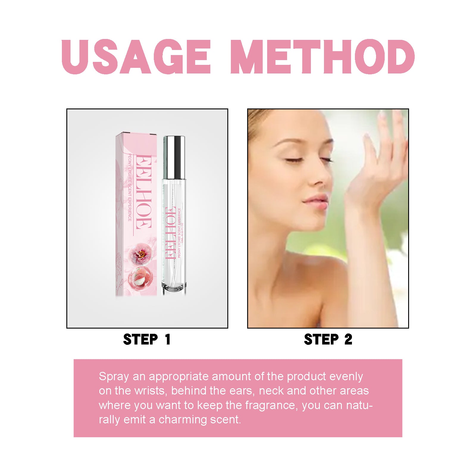 EELHOE Peony Lychee Scent Experience Perfume, Natural Fresh Lasting Fragrance Atmosphere Portable Niche Perfume