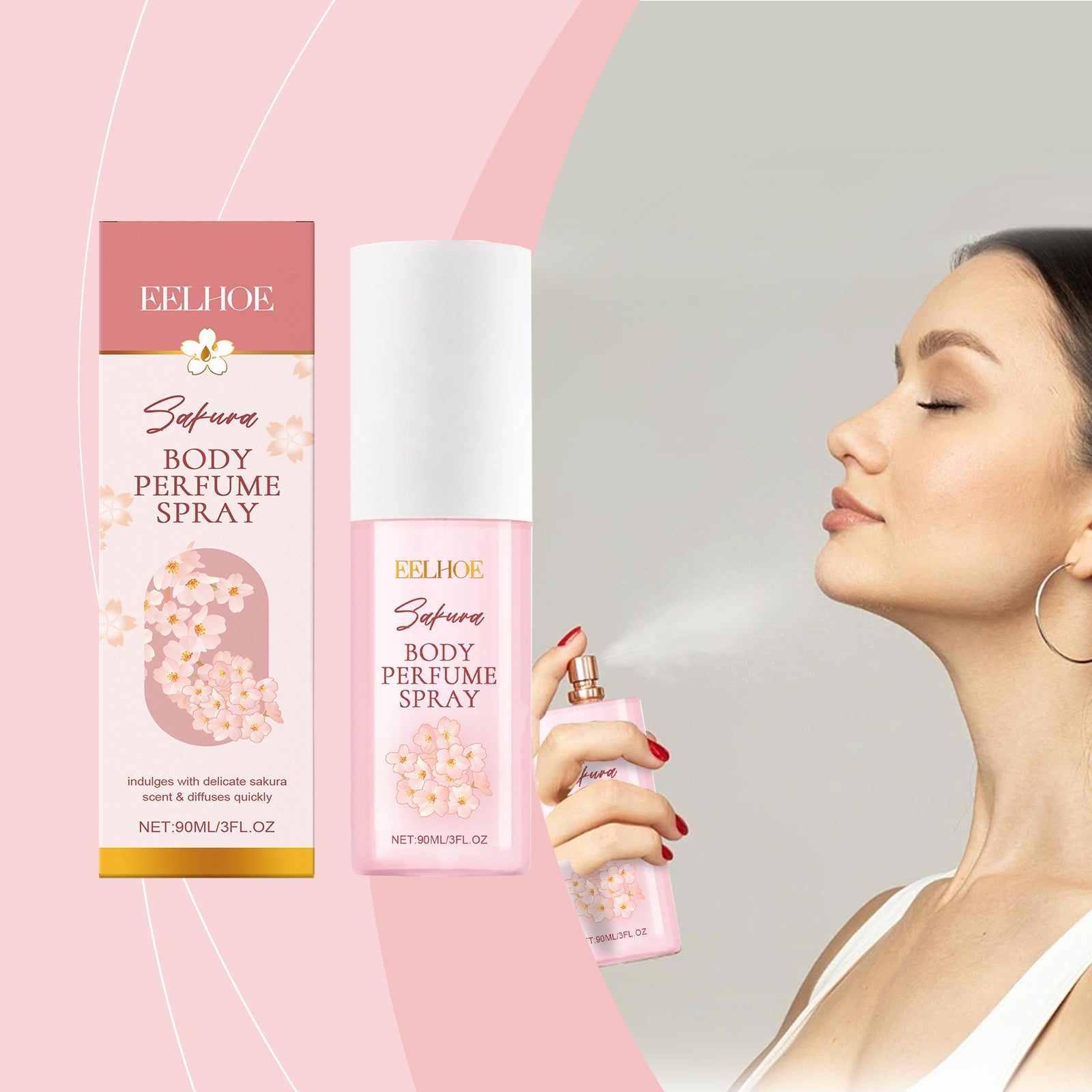 EELHOE Cherry Blossom Body Perfume Spray Keeps Fragrance Fresh And Gentle Moisturizing Skin Moisturizing Spray