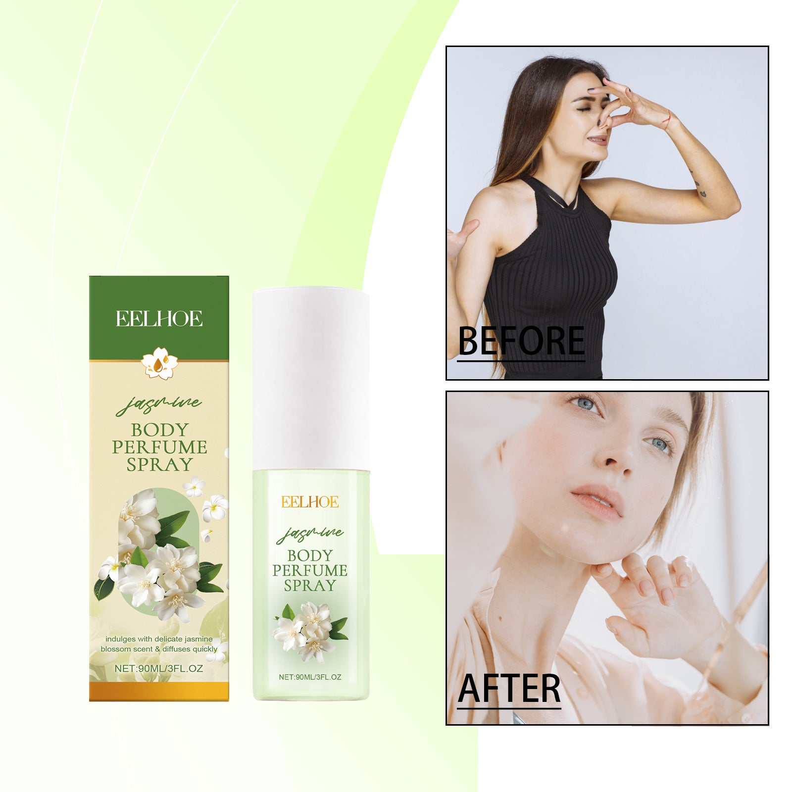 EELHOE  Jasmine Body Perfume Spray, Refreshes And Moisturizes Skin Lightly With A Fragrant Jasmine Fragrance