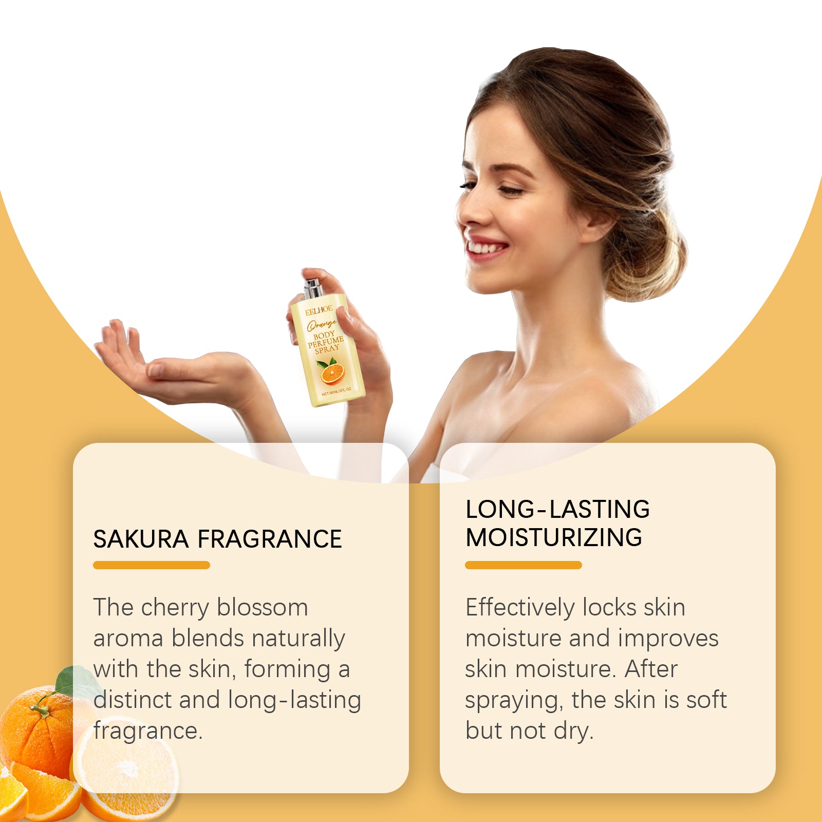 EELHOE Orange Body Perfume Spray Light Fresh fragrance Keep fragrance portable fruit fragrance spray