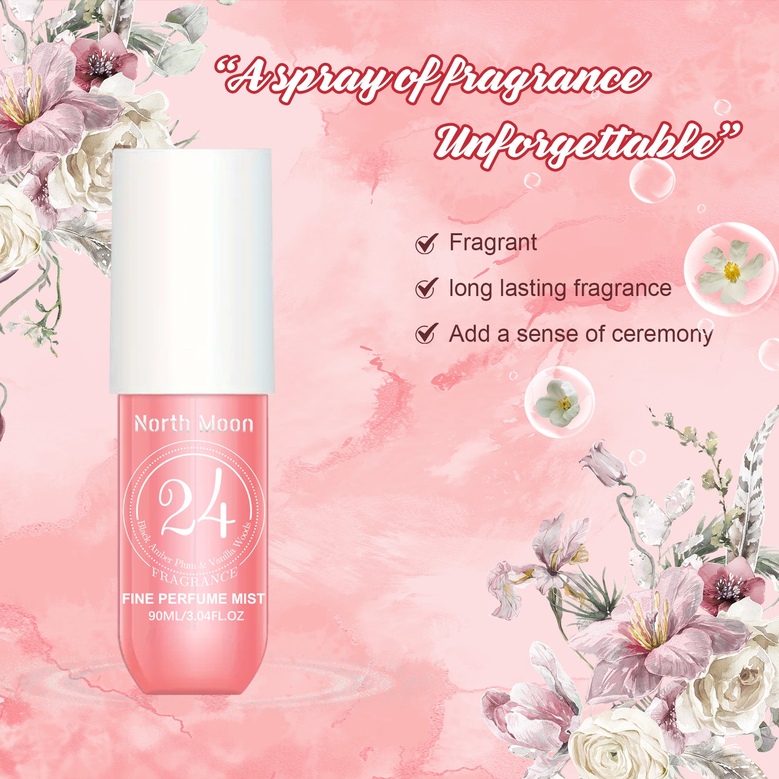 North Moon Perfume Spray Fresh Lasting Fragrance Non-Pungent Women's Date Perfume Spray