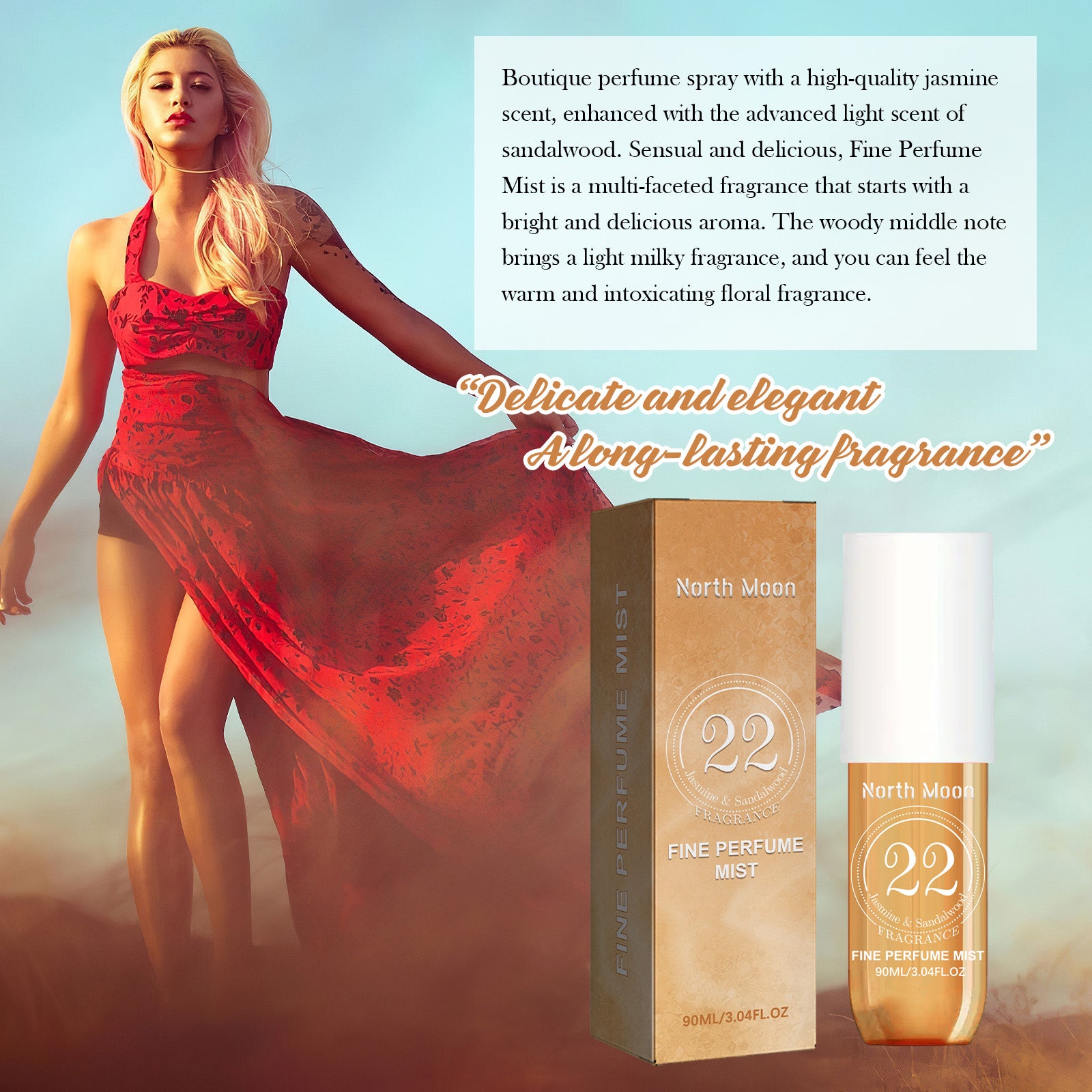 North Moon Perfume Spray Fresh Lasting Fragrance Non-Pungent Women's Date Perfume Spray