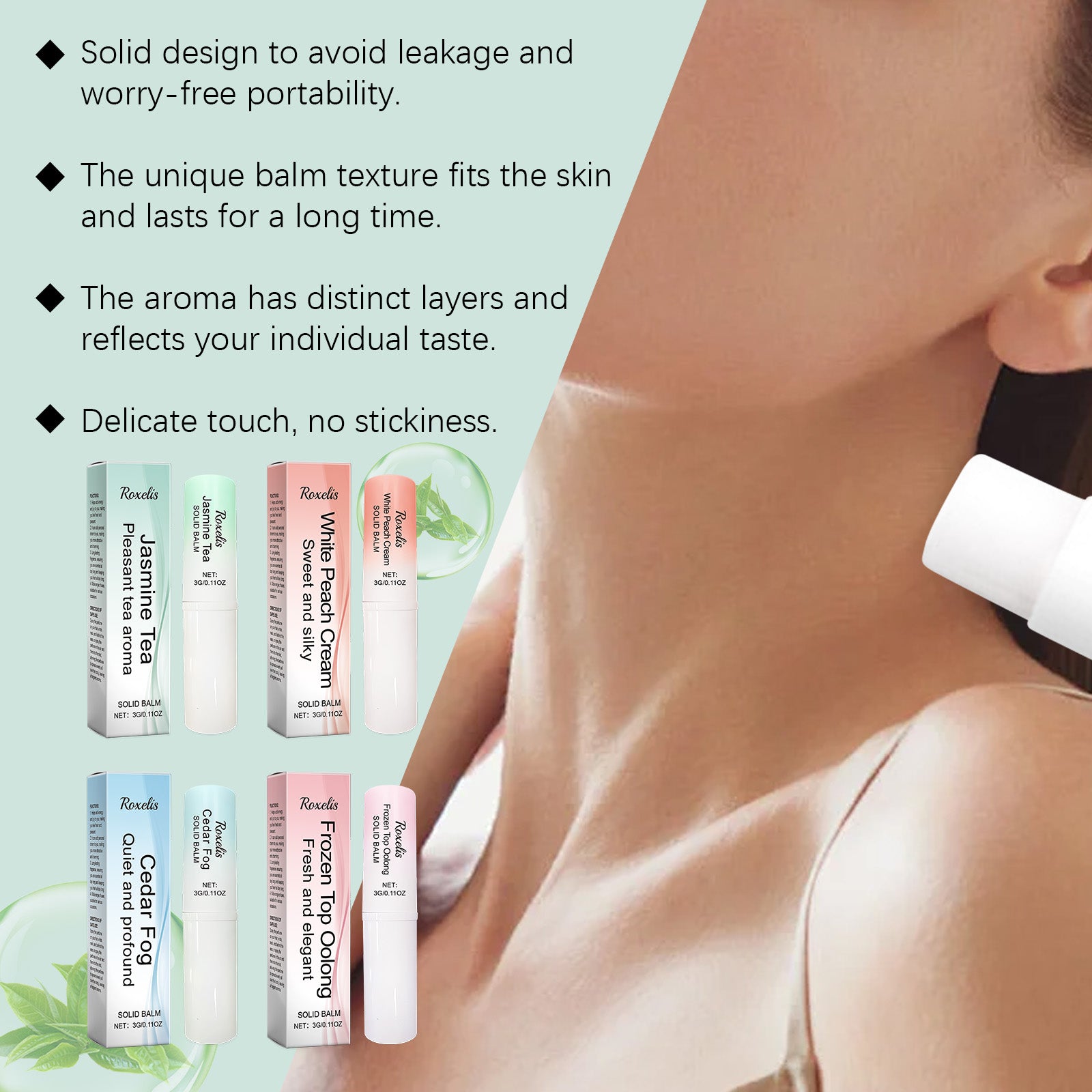 Roxelis Clear Fragrance Type Solid Balm Fresh Charm Light Elegant Charm Keep Fragrance Fresh Non-Sticky Solid Balm