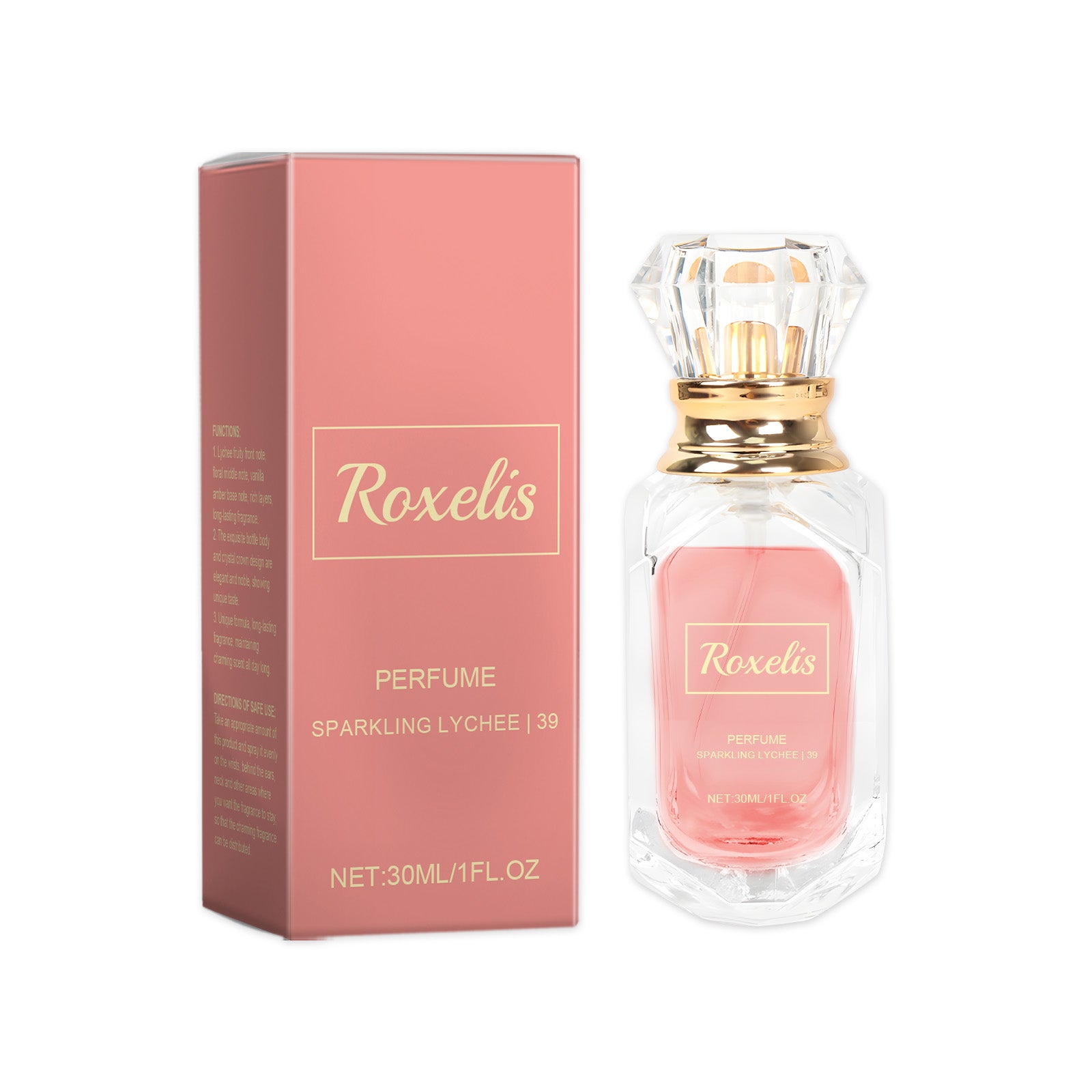 Roxelis Lychee Crystal Crown Perfume, Elegant Style Fresh Body Scent Light Lingering Fresh Lychee Fragrance Fragrance