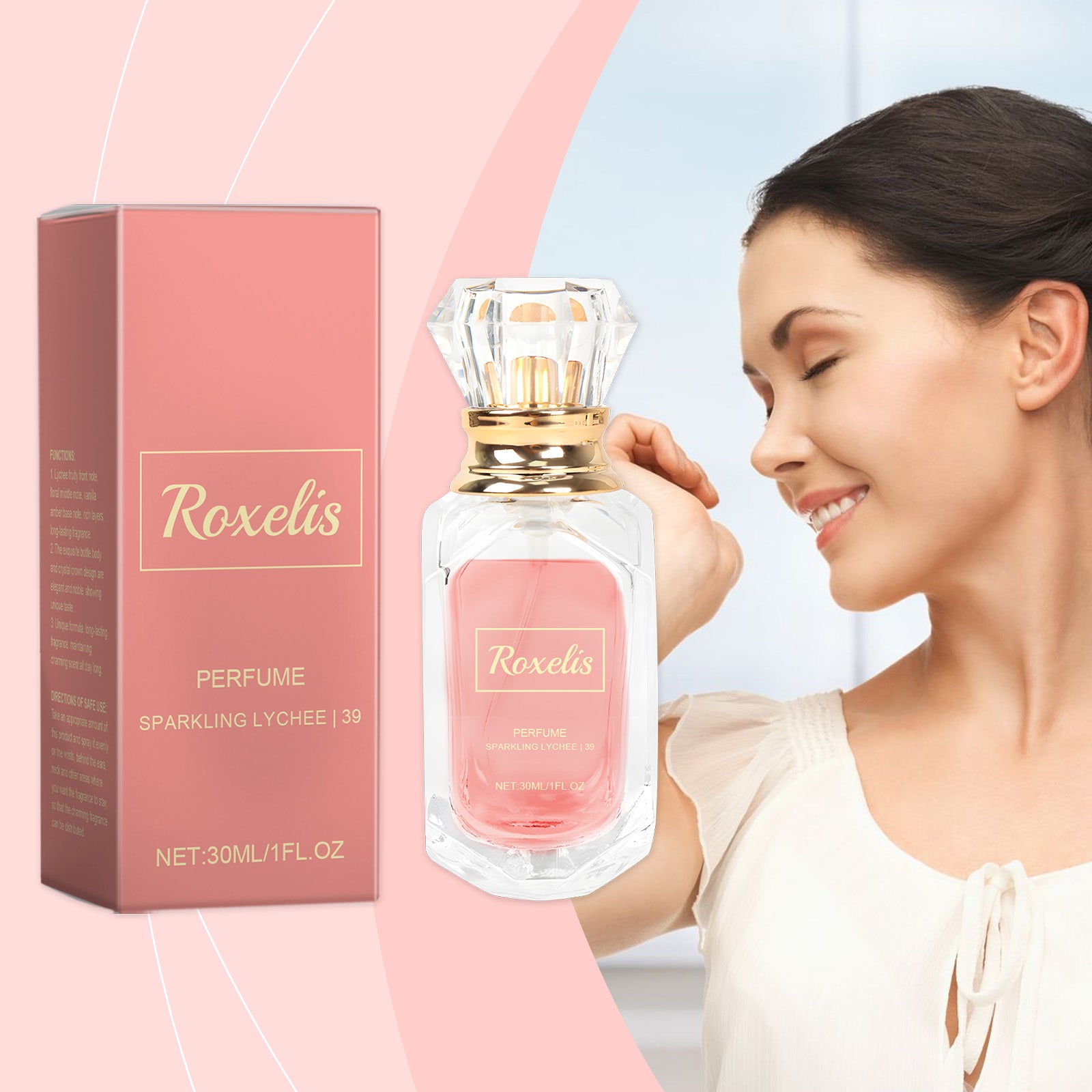 Roxelis Lychee Crystal Crown Perfume, Elegant Style Fresh Body Scent Light Lingering Fresh Lychee Fragrance Fragrance