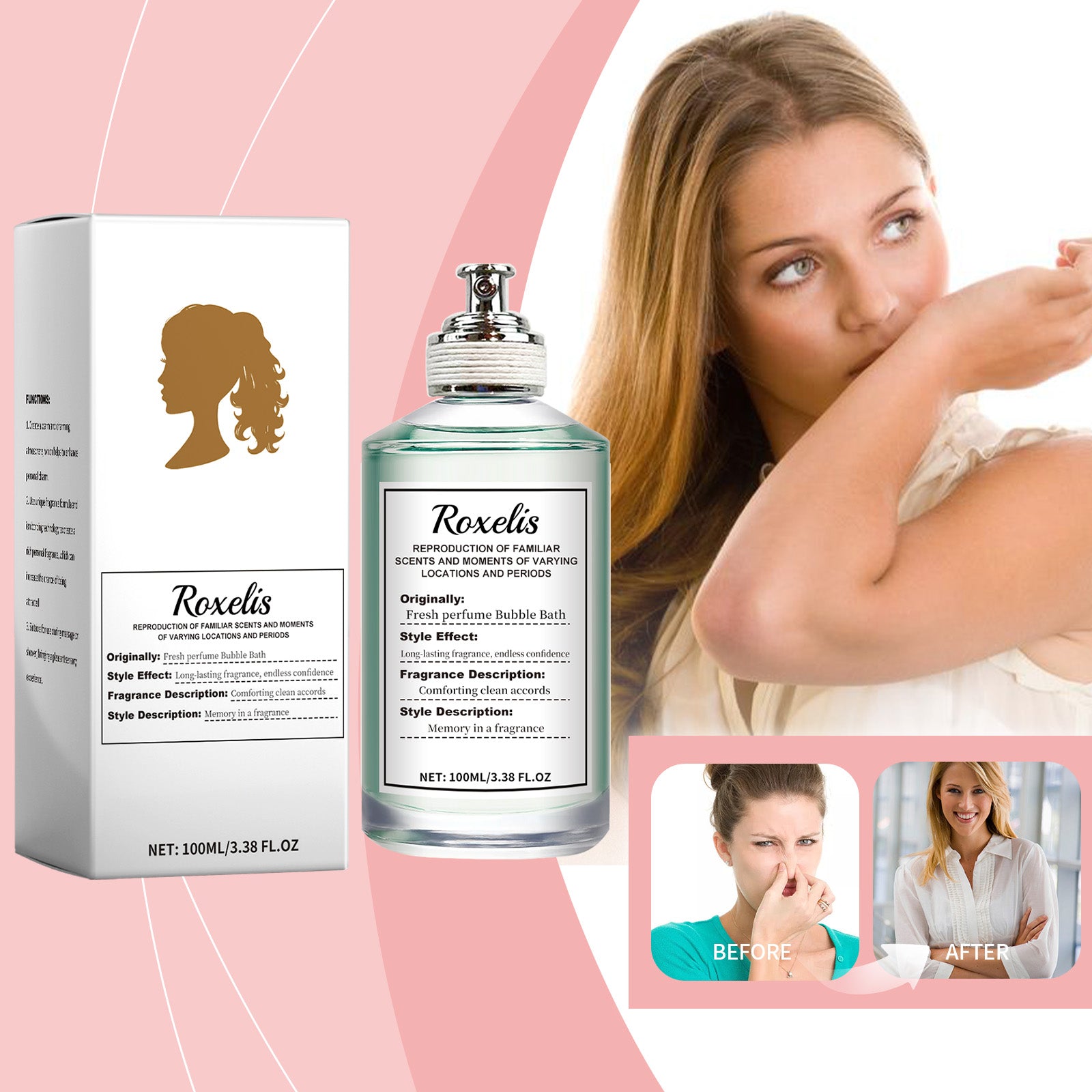 Roxelis Fresh Perfume Bubble Bath, Holiday Eau De Toilette Lasting Fragrance Elegant Style To Highlight The Temperament And Fragrance