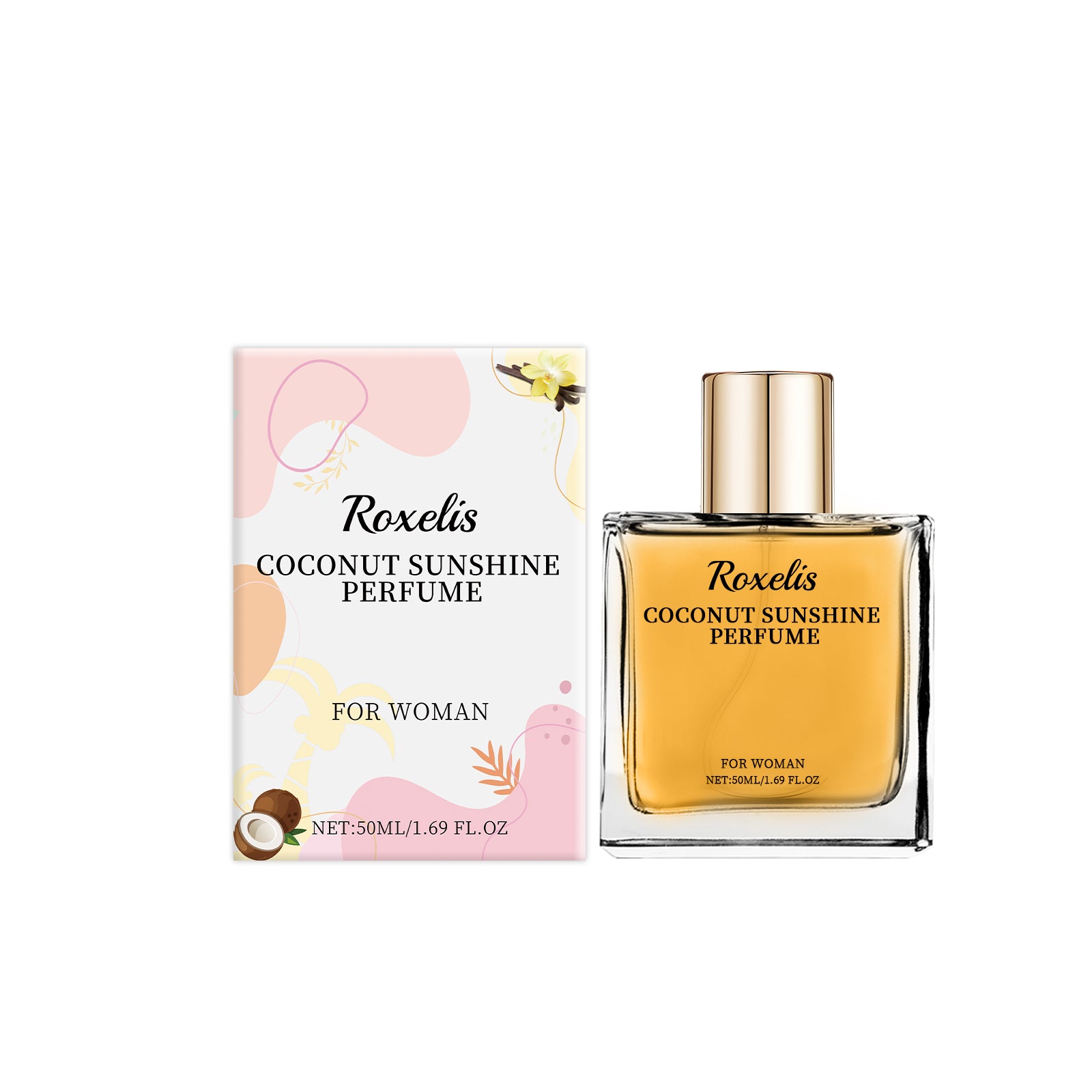 Roxelis Light Vanilla Coconut Perfume, Fresh Light Fragrance Lasting Light Elegant Exudes Attractive Feminine Fragrance Convenient Perfume