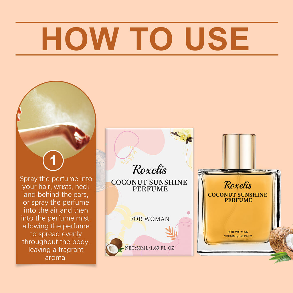Roxelis Light Vanilla Coconut Perfume, Fresh Light Fragrance Lasting Light Elegant Exudes Attractive Feminine Fragrance Convenient Perfume