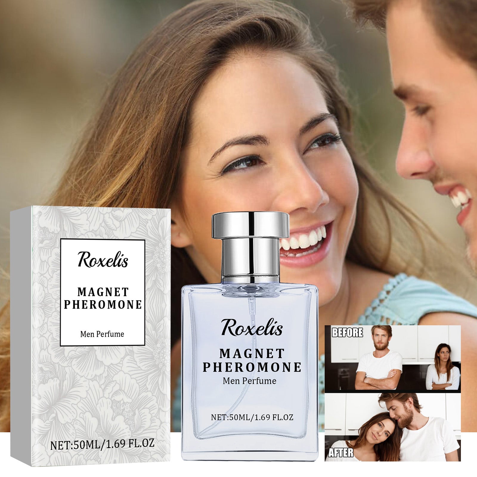 Roxelis Magnet Pheromone, Lasting Fragrance Elegant Natural Fragrance Not Pungent Men's Charm Dating Perfume