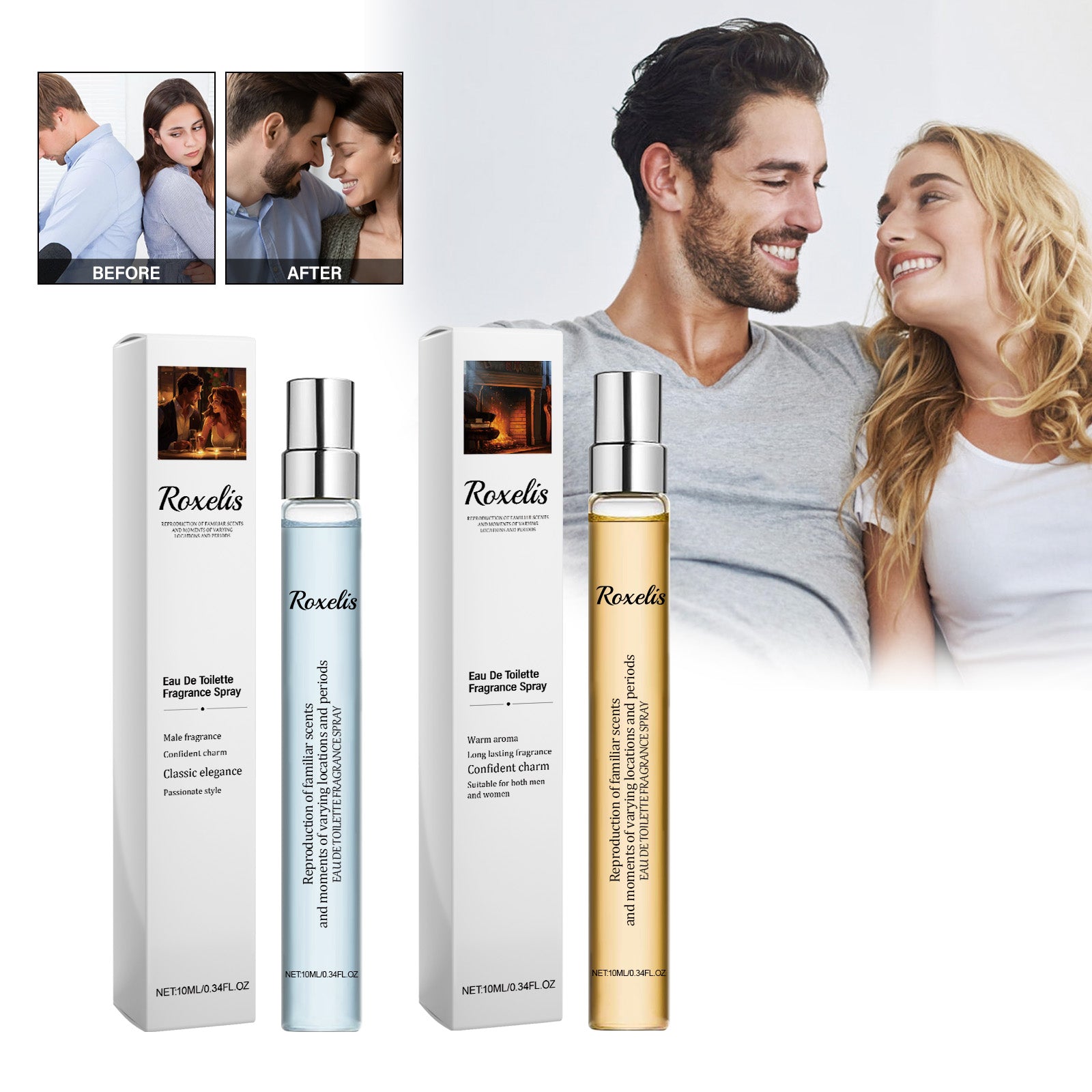 Roxelis Eau De Toilette Fragrance Spray, Men And Women Long-Lasting Light Fragrance Fresh Natural Couple Dating Exudes Charming Atmosphere Sandalwood Perfume