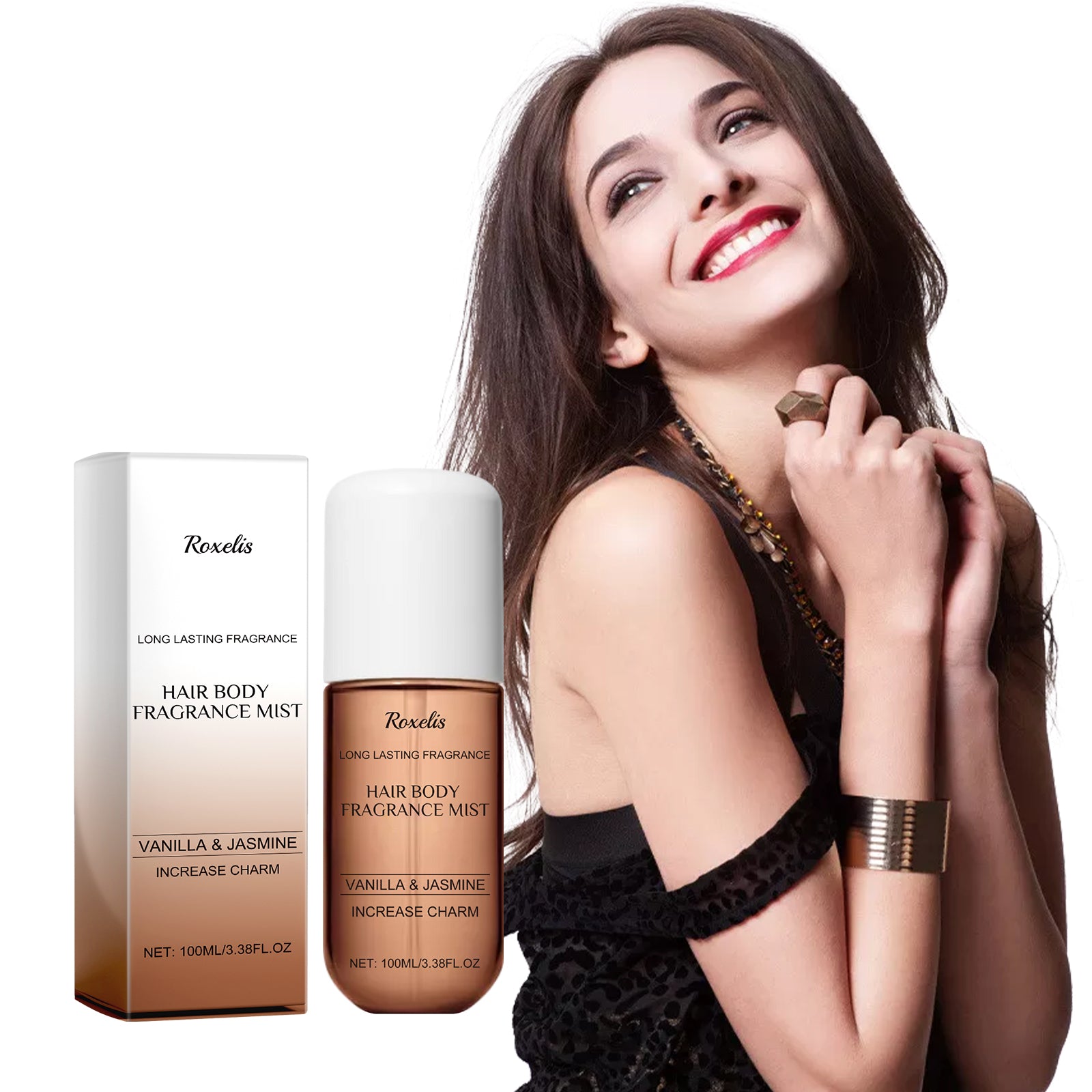 Roxelis Vanilla Jasmine Fragrance Spray, Behind The Ears Neck Wrist Natural Fresh Fragrance Long-Lasting Fragrance