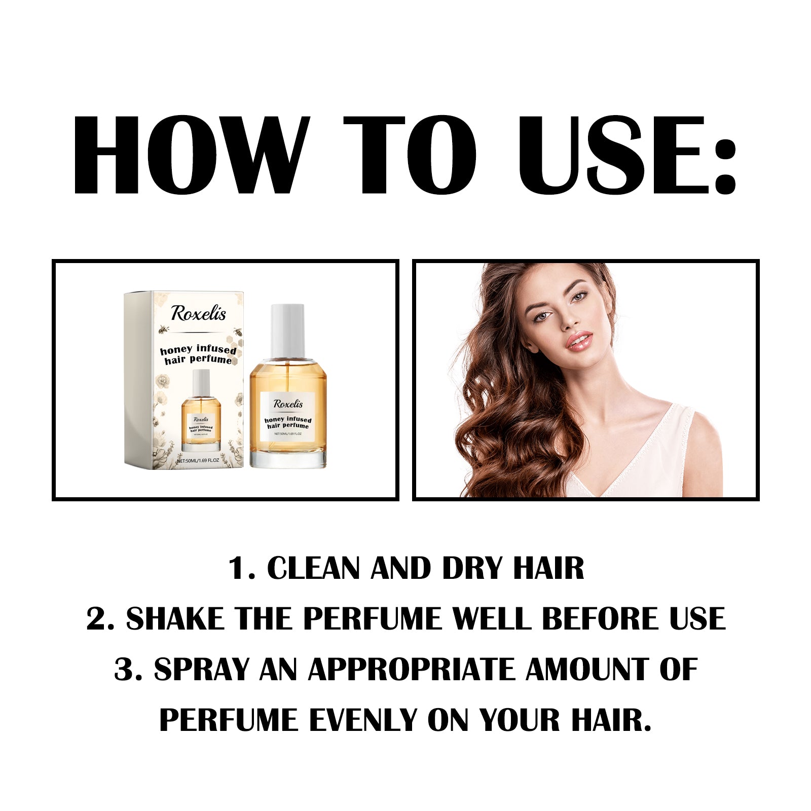Roxelis Honey Infused Hair Perfume, Hair Care Fragrance Nourishes And Restores Dry And Rough Hair With A Smooth Moisturizing Perfume
