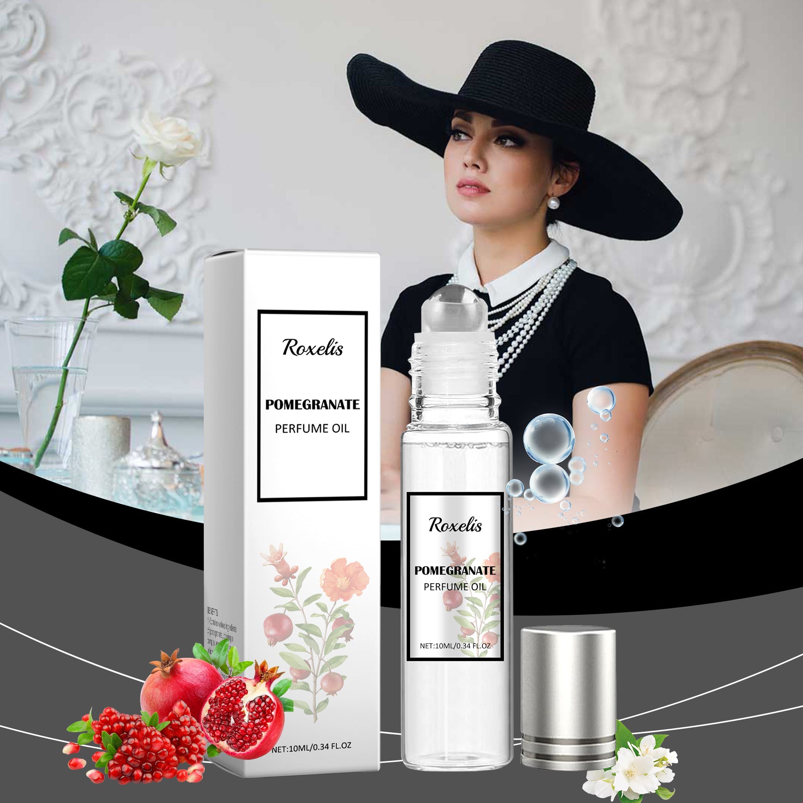 Roxelis Women's Pheromone Ball Pomegranate Perfume Natural Long Lasting Light Fragrance Fresh Flower Fruit Charm Stay Perfume