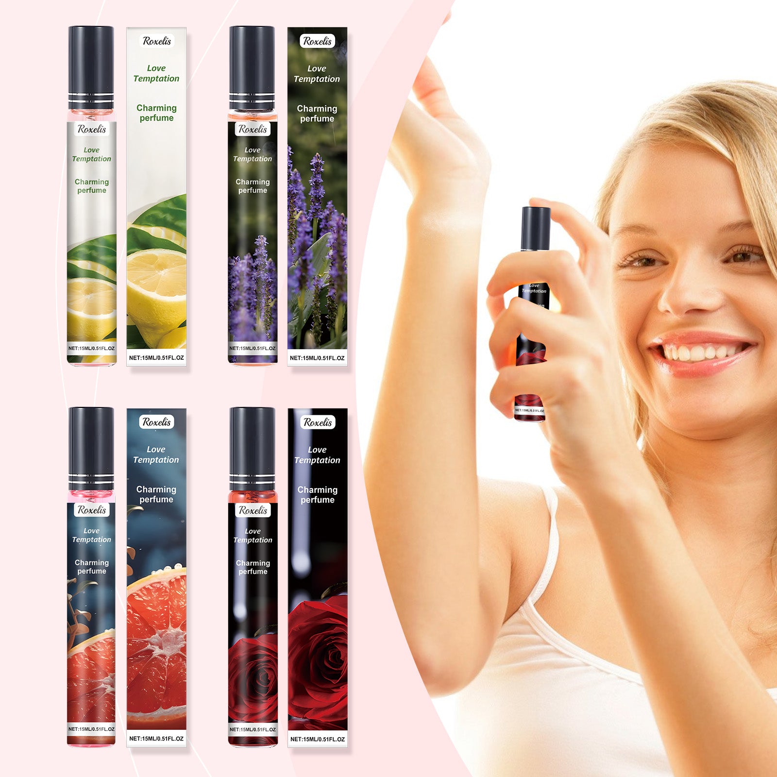 Charm Perfume (Rose), Portable Niche Stay Fragrance Gentle Date Behind The Ear Neck Atmosphere Light Elegant Fresh Perfume