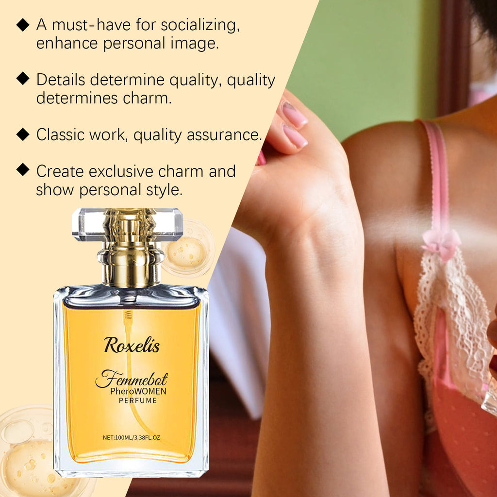 Roxelis Femmebot Pherowomen Perfume, Light Elegant Exudes Fresh Niche Lovers Dating Portable Charm Perfume